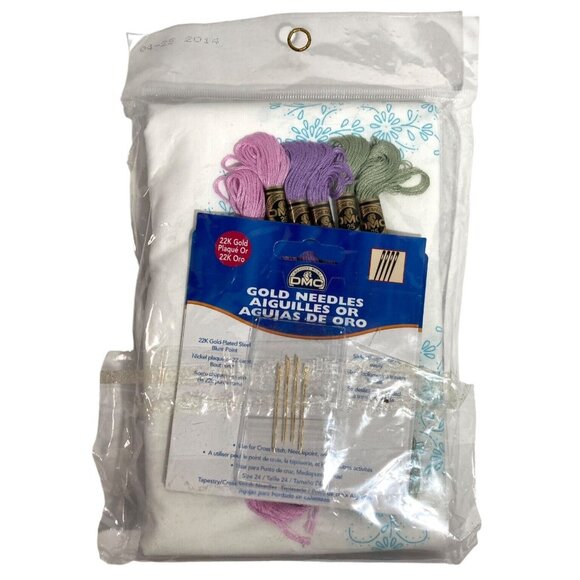 Dimensions Daisy Monogram 73050 2 Std Pillow Case 22K Gold 4 Needles 6 DMC Floss - Picture 2 of 11